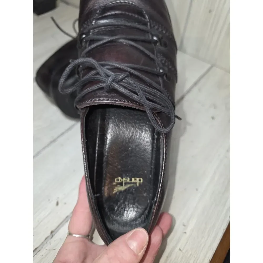 Vtg 90s Dansko Janika Platform Oxford Comfort Shoe Chunky Lug Sole Leather 9 Y2K